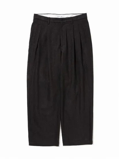 COOTIE | Silk Nep Herringbone 2 Tuck Wide Trousers