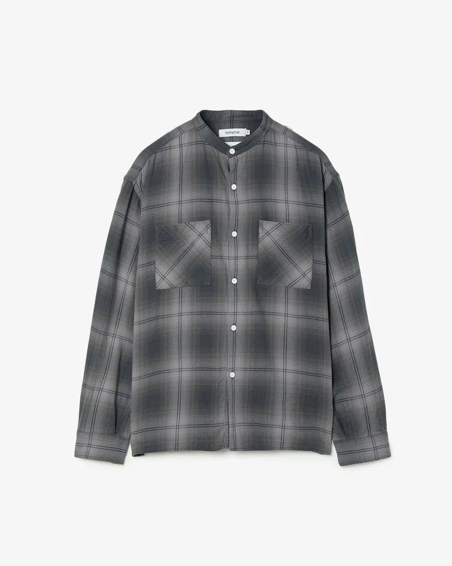 nonnative | OFFICER STAND COLLAR L/S SHIRT COTTON TWILL OMBRE CHECK by Rafu