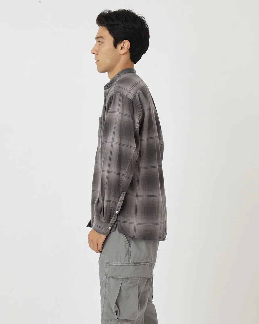 nonnative | OFFICER STAND COLLAR L/S SHIRT COTTON TWILL OMBRE CHECK by Rafu