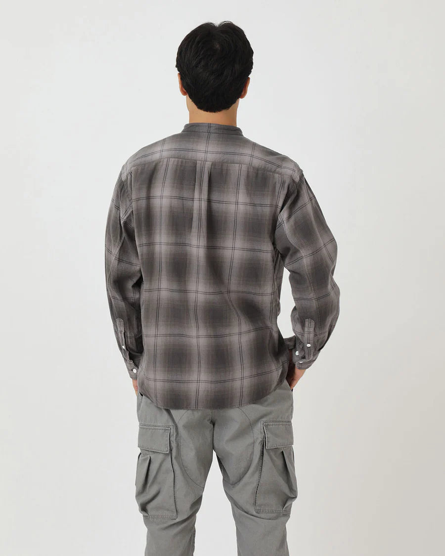 nonnative | OFFICER STAND COLLAR L/S SHIRT COTTON TWILL OMBRE CHECK by Rafu