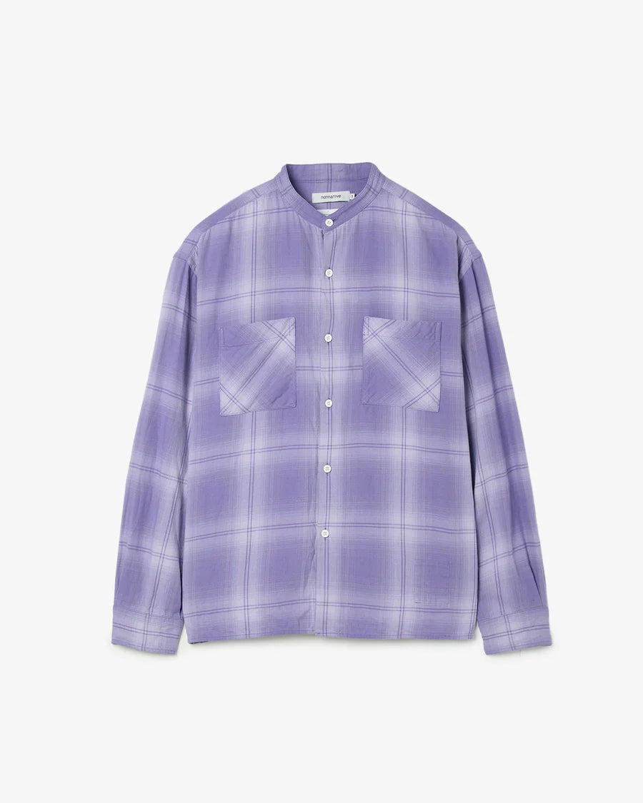 nonnative | OFFICER STAND COLLAR L/S SHIRT COTTON TWILL OMBRE CHECK by Rafu