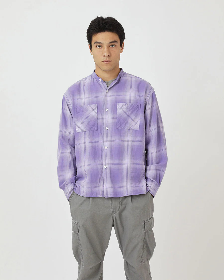 nonnative | OFFICER STAND COLLAR L/S SHIRT COTTON TWILL OMBRE CHECK by Rafu