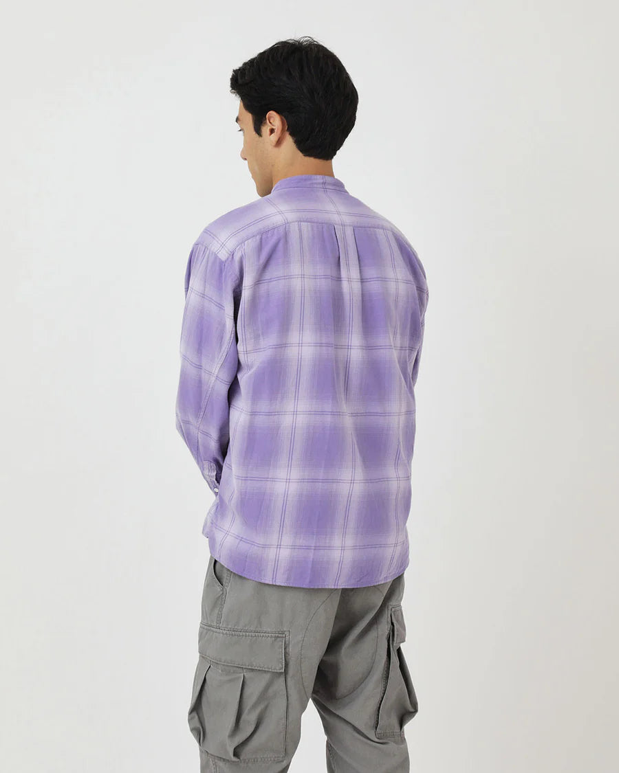 nonnative | OFFICER STAND COLLAR L/S SHIRT COTTON TWILL OMBRE CHECK by Rafu
